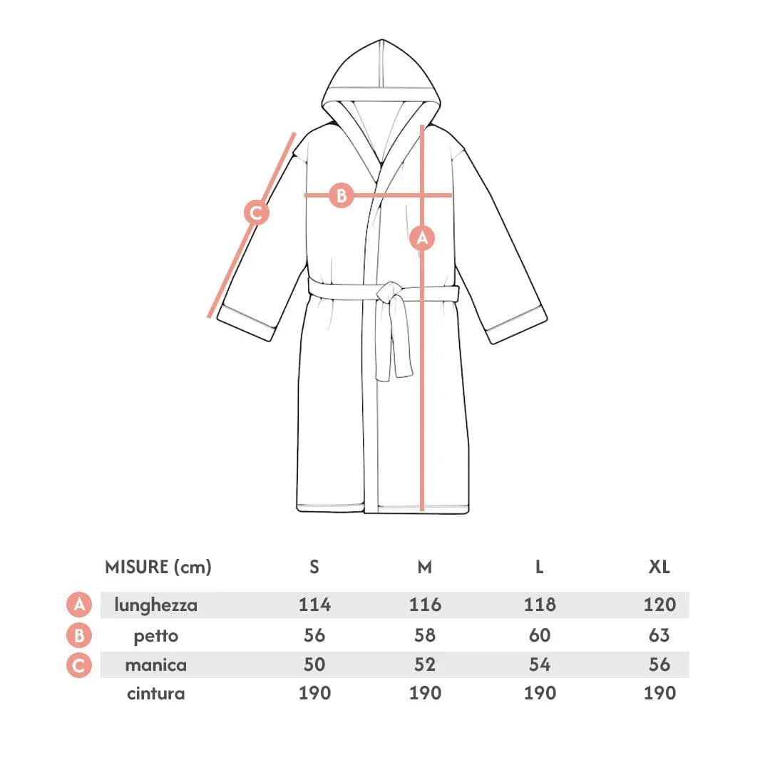 Dulce| LUXURY COLLECTION DI MAESTRO Accappatoio in Puro Cotone con Cappuccio - Tinta Unita Grigio