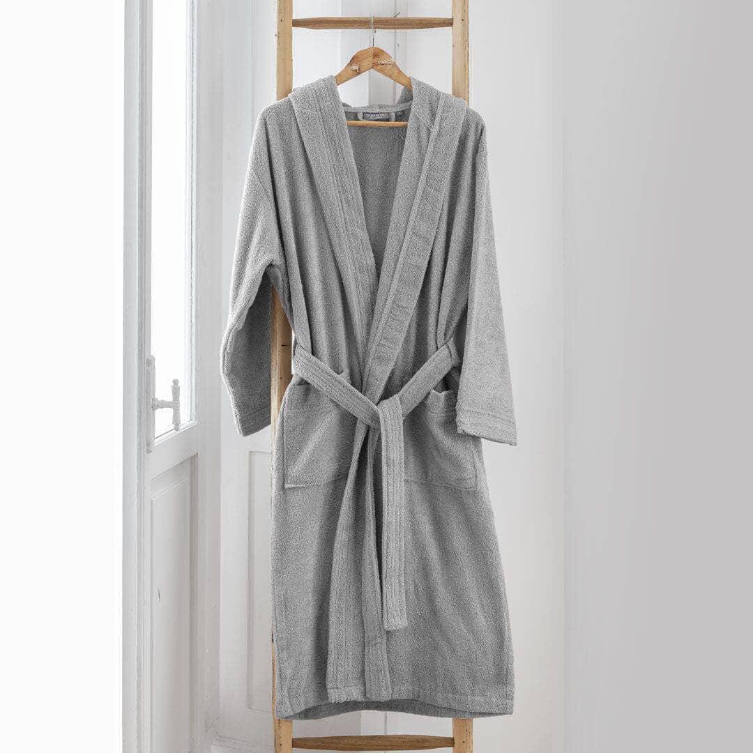Dulce| LUXURY COLLECTION DI MAESTRO Accappatoio in Puro Cotone con Cappuccio - Tinta Unita Grigio